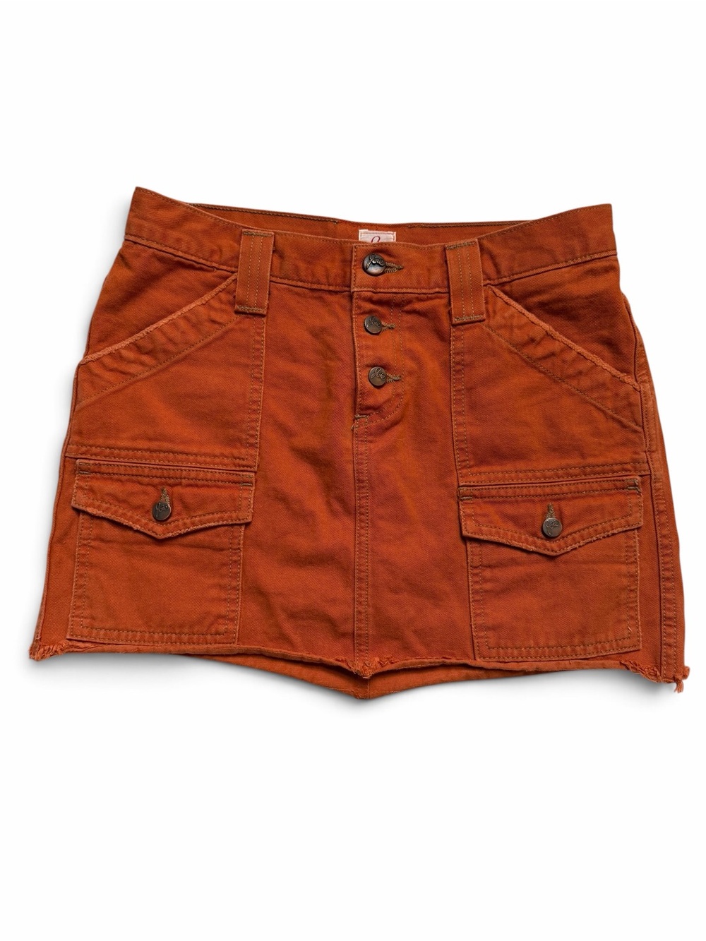Joie Orange Cargo Mini Skirt Size 6 Y2K Utility Raw Hem
